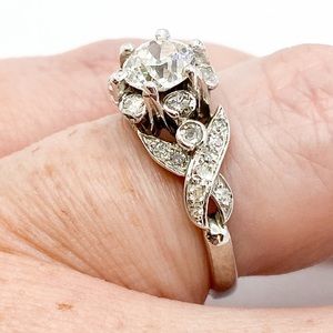Old European Cut Diamond and Platinum Ring